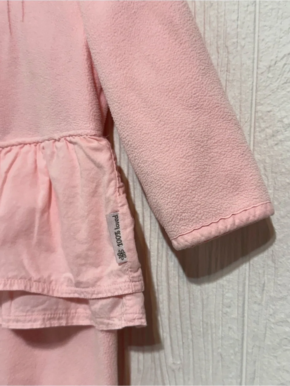 Vintage Carter's Pink Floral Embroidered Skirted Fleece One-Piece Jumpsuit